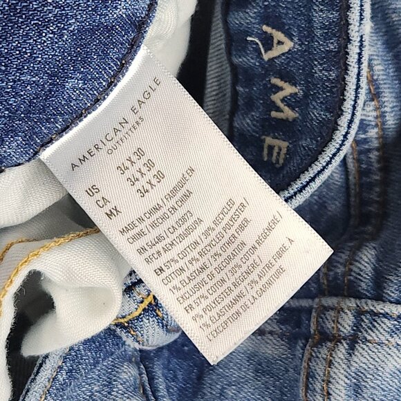 American Eagle Jeans Mens 34x30 Skinny AirFlex+ Patched Distressed Denim Pants - Picture 10 of 16